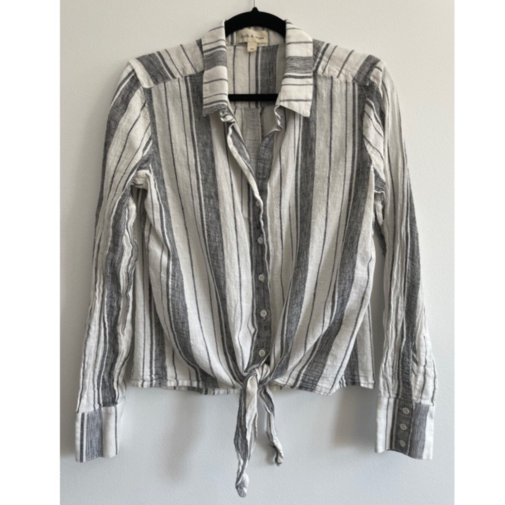 cloth & stone striped tie-front linen button-down